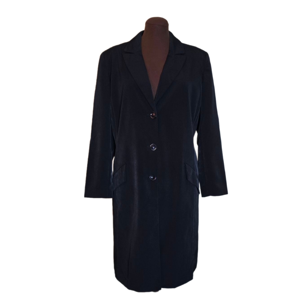 14W Newport News Longline Duster Blazer Black Single Breasted Dark Academia